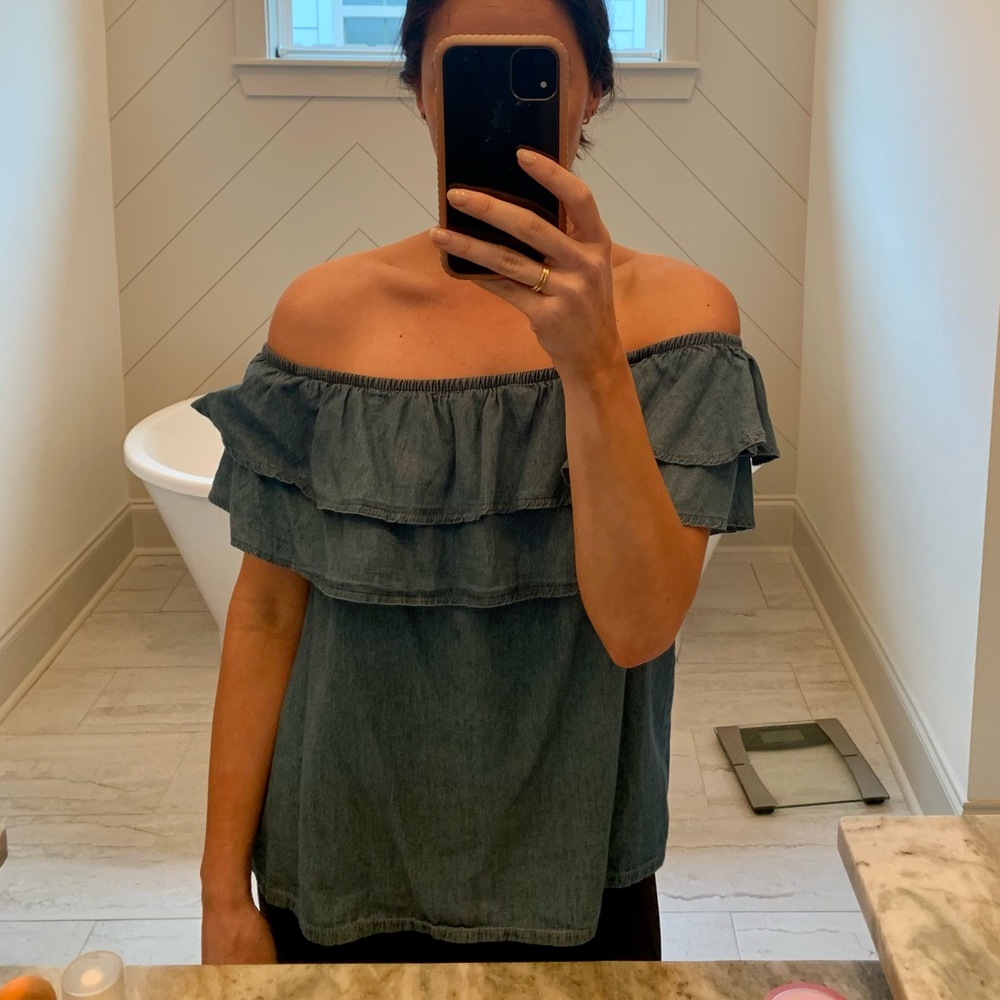 Chambray off the shoulder top